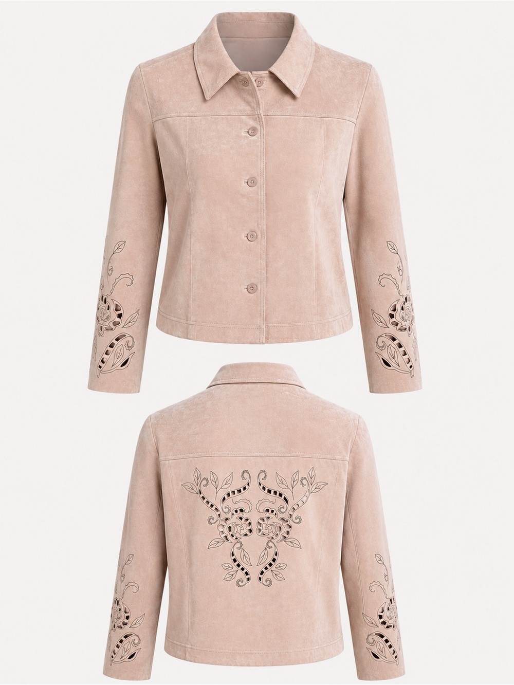 Coldwater Creek Blush Pink Suede Button-Front Jacket